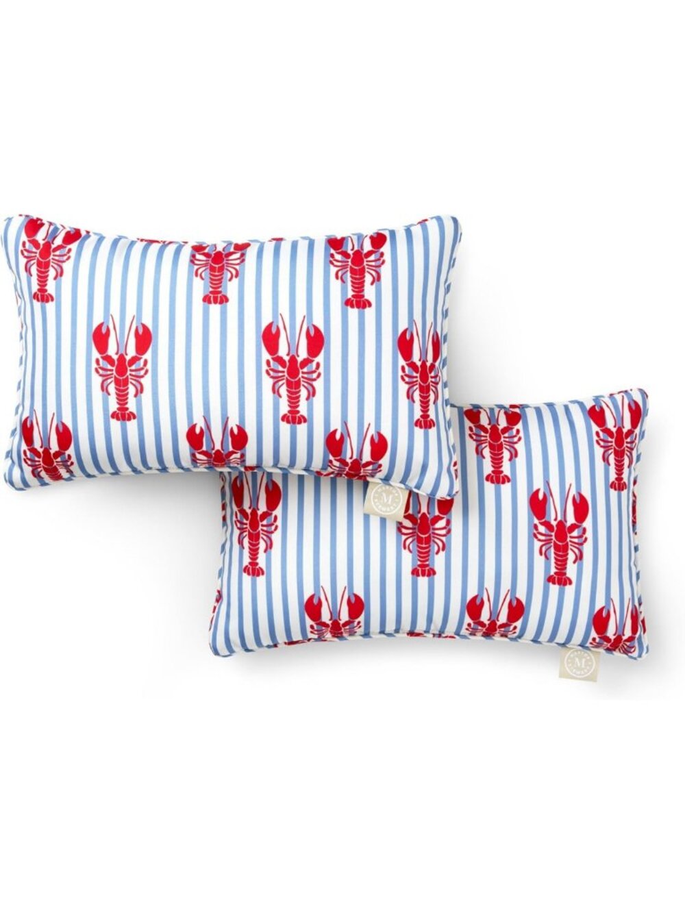 Coastal Stripe Lobster Decorative Pillow Set, UV Fade Resistant, Water